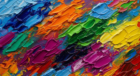 macro artist's palette, texture mixed oil paints in different colors and saturation studioの素材