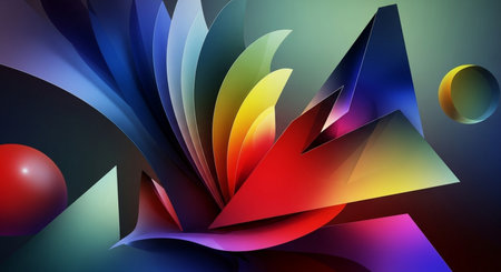 3d rendering of abstract geometric shapes in low poly style. Futuristic background design.の素材