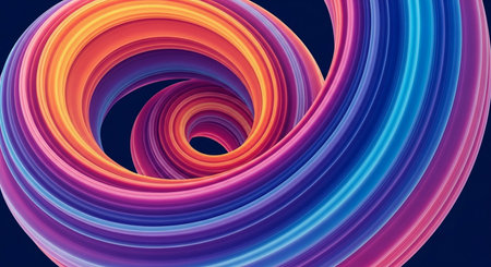 abstract colorful twisted spiral background. 3d rendering, 3d illustration.の素材