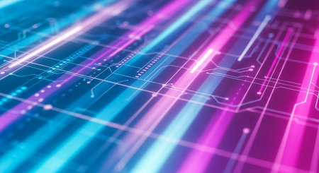 Futuristic technology abstract background with glowing lines. 3d renderingの素材