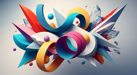 3d rendering abstract geometric shape. Creative background. 3d illustrationの素材