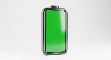 Battery mockup on white background. 3D rendering. Green batteryの素材