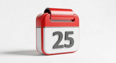 Calendar icon 3D rendering on a white background with soft shadowの素材