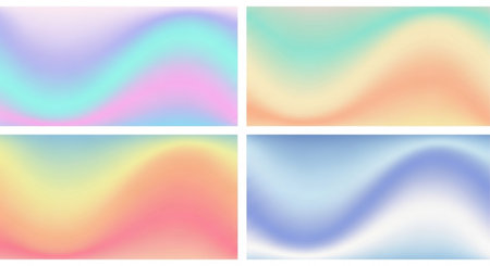 Set of colorful holographic backgrounds. Vector illustration. Abstract hologram texture.の素材