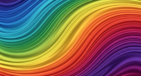 abstract rainbow background with smooth lines in it. 3d illustrationの素材