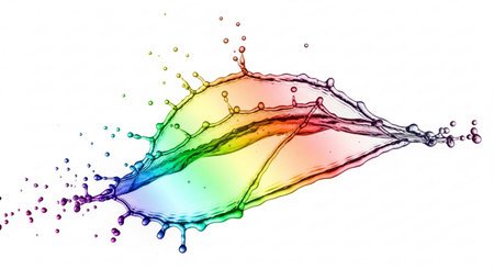 Colorful water splash isolated on white background. 3d rendering.の素材