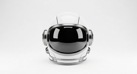 Astronaut helmet isolated on white background. 3D rendering.の素材