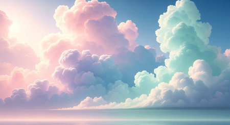 Beautiful seascape with clouds in the sky. 3d renderingの素材