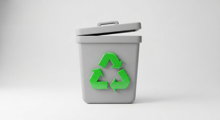 3D rendering of a recycling bin in white background, computer generated imagesの素材