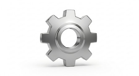 3d rendering of a gear wheel isolated in white studio background.の素材