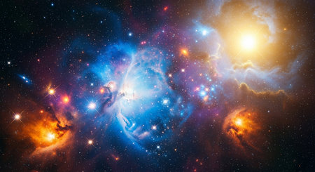 Planets, stars and galaxies in outer space showing the beauty of space exploration.の素材