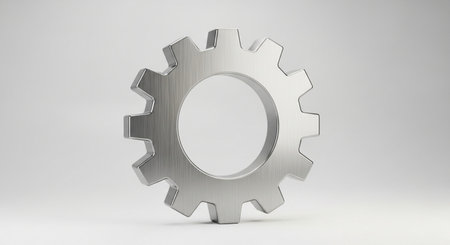 3D rendering metal cogwheel in white background, computer generated imagesの素材