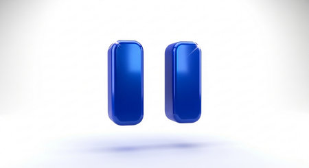 Blue 3D Letter I lowercase on white background, computer generated imagesの素材