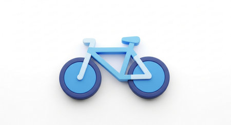 Bicycle icon in white background, 3d render, computer generated imagesの素材