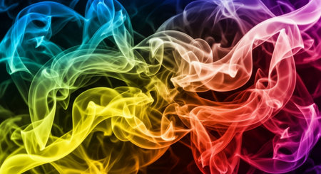 Abstract multicolored smoke on a dark background. Texture of smokeの素材