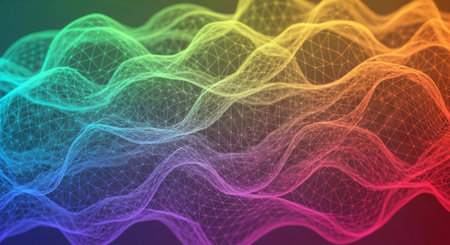 3d rendering of abstract digital background with polygonal wireframe meshの素材