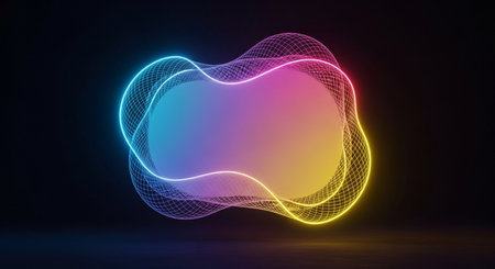 Neon abstract background. 3d rendering, 3d illustration.の素材