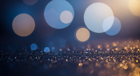 glitter vintage lights background. gold and blue. de-focusedの素材