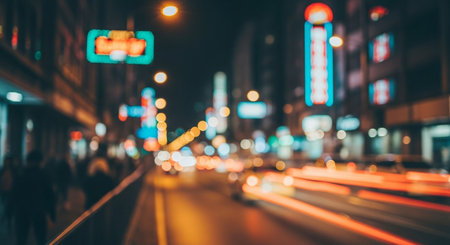 Blurred of car in city at night, bokeh background.の素材