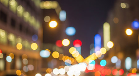 Blurred of city at night, bokeh light background.の素材