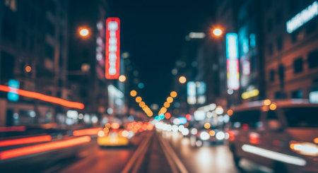Blurred of car in city at night, bokeh backgroundの素材
