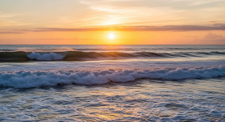 Beautiful sunset over the sea. Panorama of the sea and sky.の素材