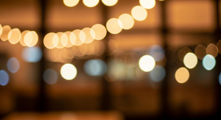 Abstract circular bokeh background of coffee shop, shallow depth of focus.の素材