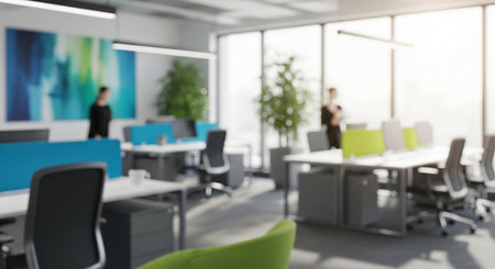 Blurred image of modern meeting room with people in the background.の素材