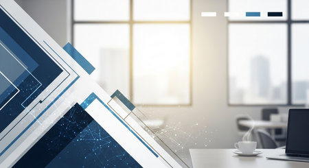 Close up of modern office workplace with laptop and digital devices. 3D renderingの素材