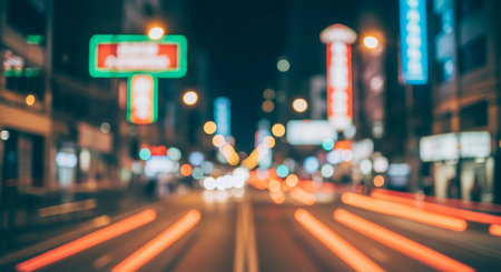 Blurred of car in city at night, bokeh backgroundの素材