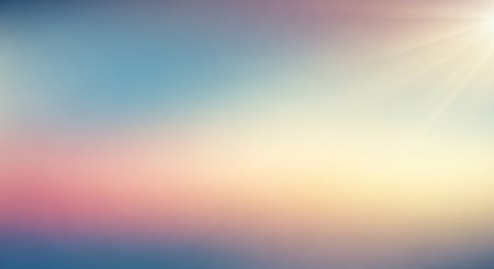 Sunset background with lens flare effect. Abstract blurred nature background.の素材