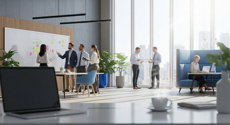 Group of business people working together in modern office. Teamwork conceptの素材