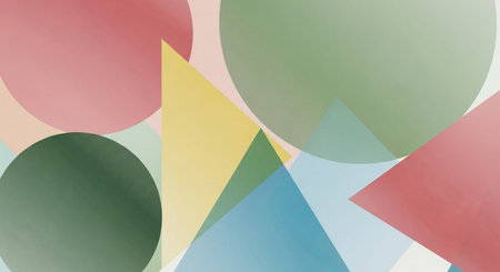 Abstract geometric background with circles and triangles in pastel colors. Illustrationの素材