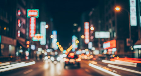 Blurred of car in city at night, bokeh backgroundの素材