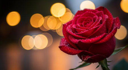 Red rose with bokeh background,Valentine's dayの素材