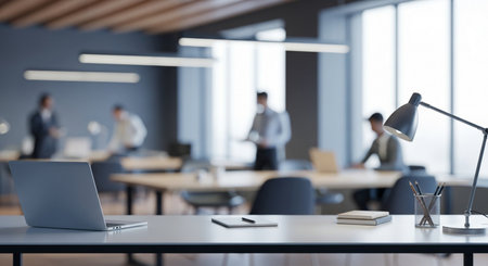 Blurred business people in a meeting room. 3D Renderingの素材