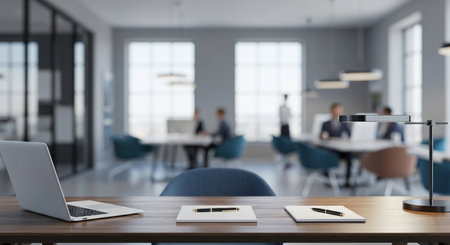 Business people working in a modern office. 3d rendering mock upの素材