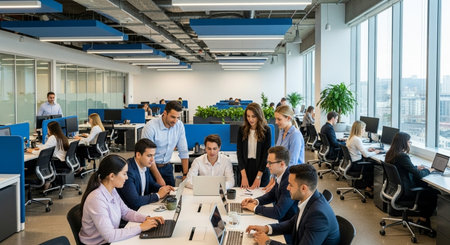 Group of business people discussing business plan  in the modern office.の素材