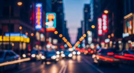 Blurred of car in city at night, bokeh backgroundの素材