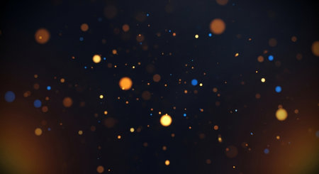 Abstract gold bokeh light effect on black background. 3d renderingの素材