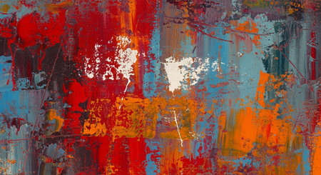 abstract background painting with red, yellow, orange and blue colorsの素材