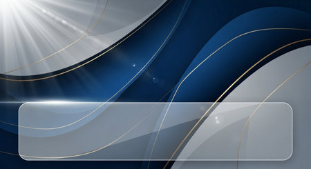 abstract blue background with golden lines and place for your text.の素材