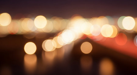 Abstract background of city night light bokeh, defocused.の素材