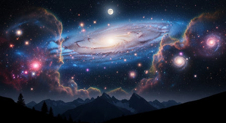 Panoramic view of the starry sky. Elements of this image furnished by NASAの素材