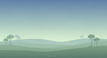 Landscape of hills, trees and blue sky. Vector illustration.の素材