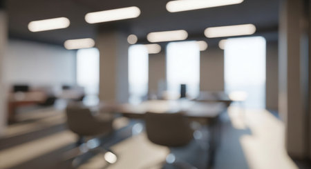 Blurred image of modern meeting room interior for background usage. Intentionally blurred post production for bokeh effectの素材