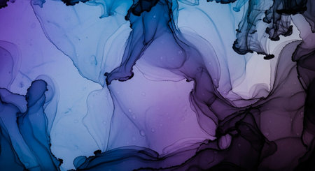 Abstract ink background in watercolor style. Blue, purple and pink colorsの素材