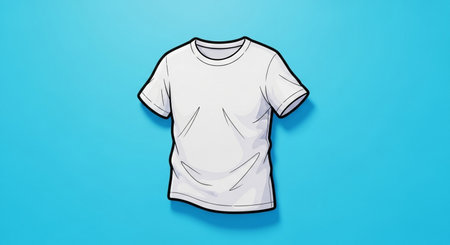 White t-shirt on blue background. 3D rendering illustration.の素材