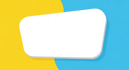 White and yellow paper speech bubble on blue and yellow background, Vector illustrationの素材