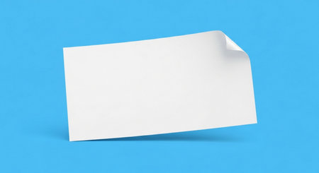 close up of  a note paper on blue background with clipping pathの素材